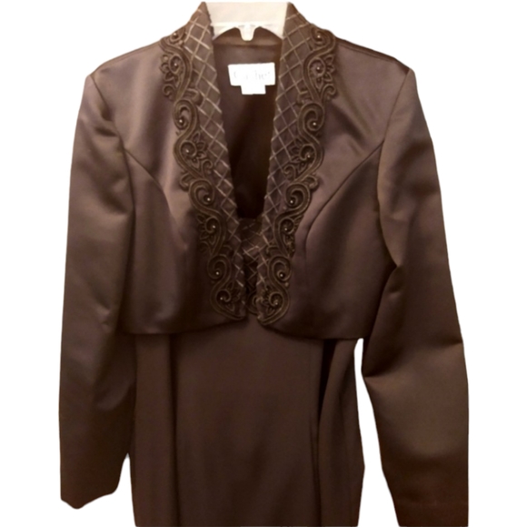 Cache' Black Formal Full Length Lined Evening Gown with Bolero Jacket 10